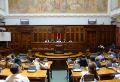 28 August 2015 The Chairman and members of the European Integration Committee in meeting with the second generation of attendees of the European Integration School from the north of Kosovo-Metohija